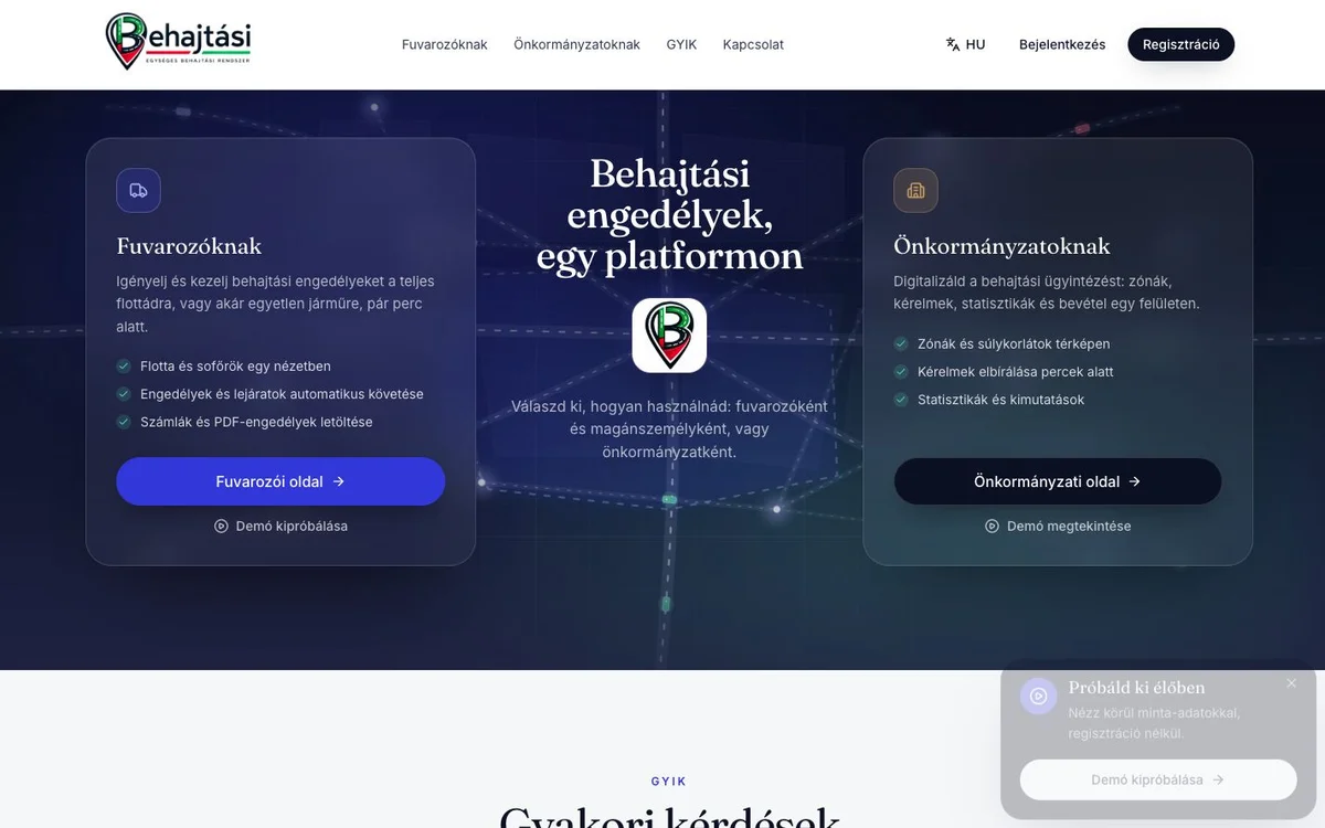 behajtasi.hu weboldala