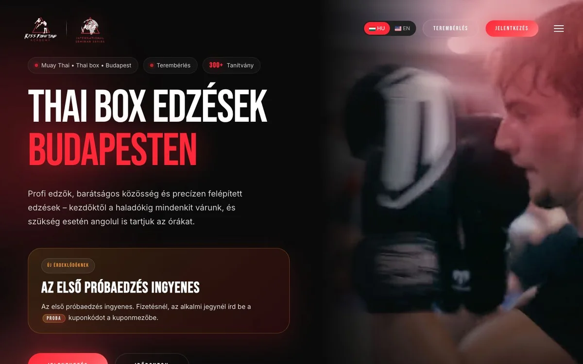 Kiss Fighting Academy weboldala