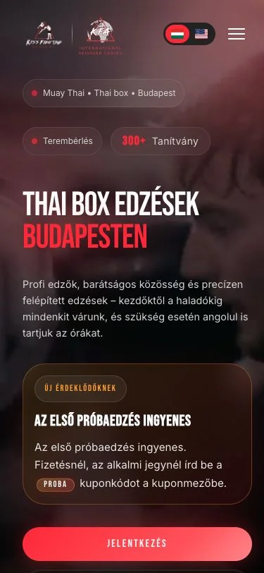 Kiss Fighting Academy mobiloldala