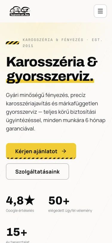 Luzso-Car főoldala telefonon