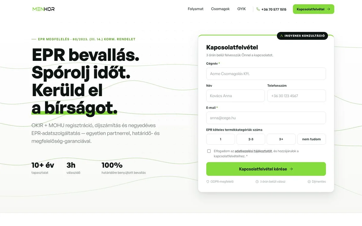 Menkor weboldala