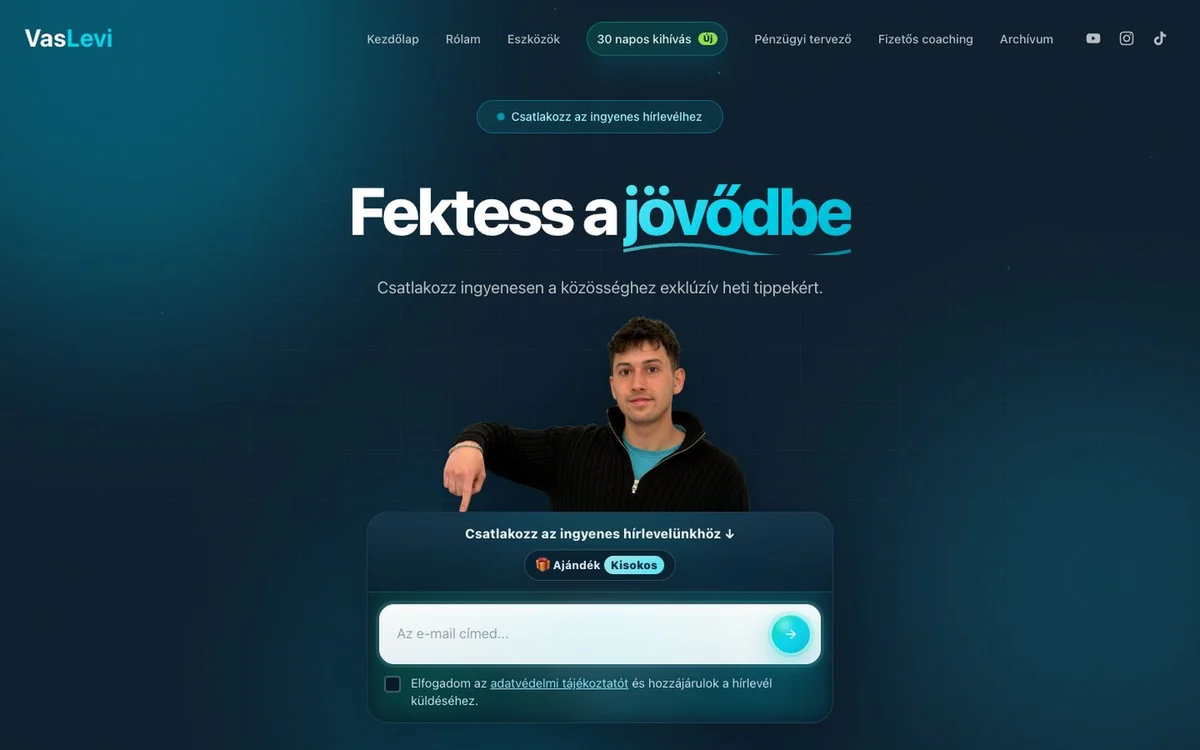 Vas Levi pénzügyi edukációs weboldala